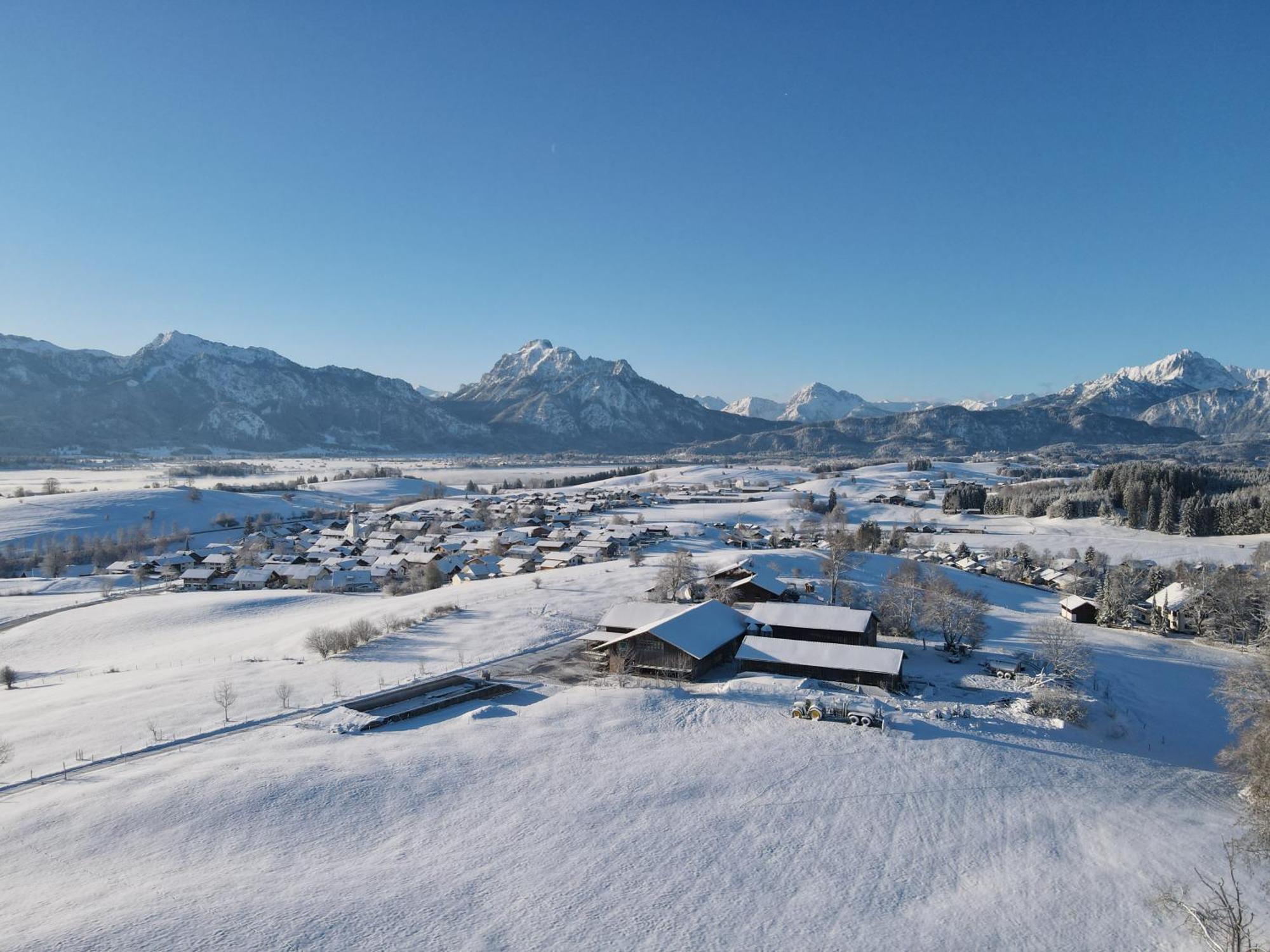 Chalet - Ferienwohnungen - Biohof Stoeger - Panoramasuedbalkon - Grandiose Aussicht Auf See, Berge Und Schloss Neuschwanstein รีเดิน ภายนอก รูปภาพ
