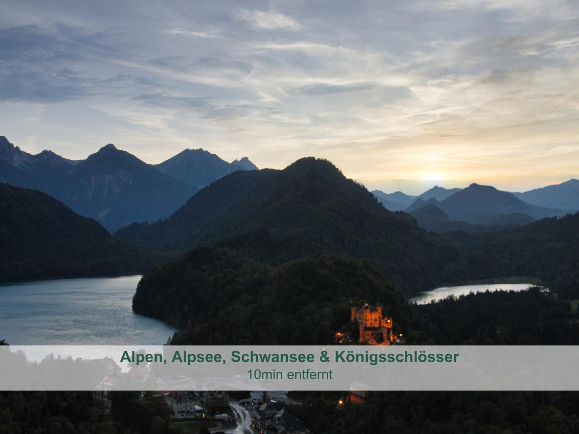 Chalet - Ferienwohnungen - Biohof Stoeger - Panoramasuedbalkon - Grandiose Aussicht Auf See, Berge Und Schloss Neuschwanstein รีเดิน ภายนอก รูปภาพ